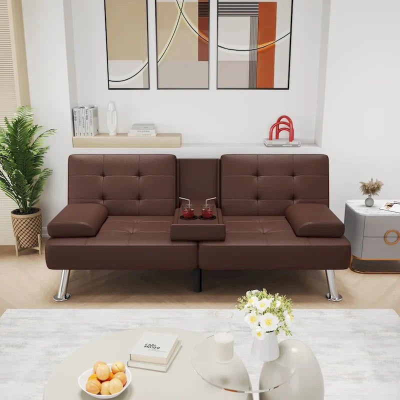 Canapé Futon Convertible Homall avec Porte-gobelets et Oreillers