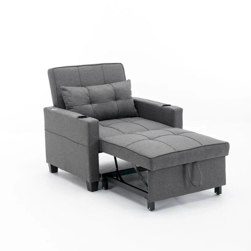 Fauteuil Lit Futon Convertible Fauteuil 3-en-1 Fauteuils Lits avec Ports USB