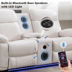 Canapé inclinable électrique avec chargeur sans fil, liseuse, lumière LED pour salon, similicuir, port AC/USB, porte-gobelet, noir