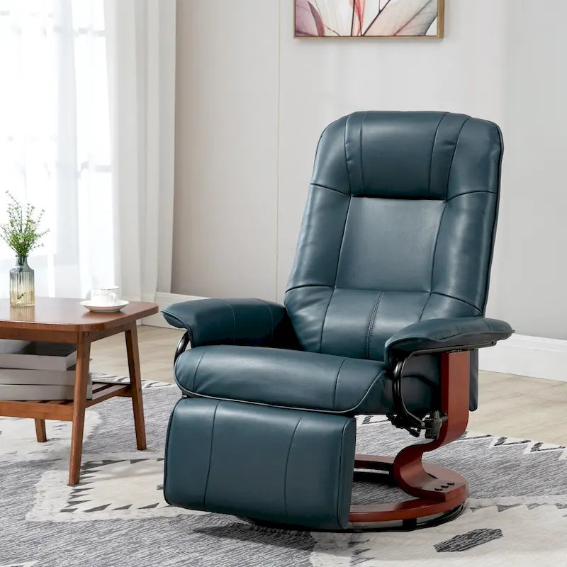 Fauteuil inclinable manuel pivotant en similicuir HomCom avec repose-pieds confortable et relaxant