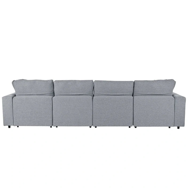 Canapé d'angle moderne en U avec 2 grandes méridiennes et poufs amovibles