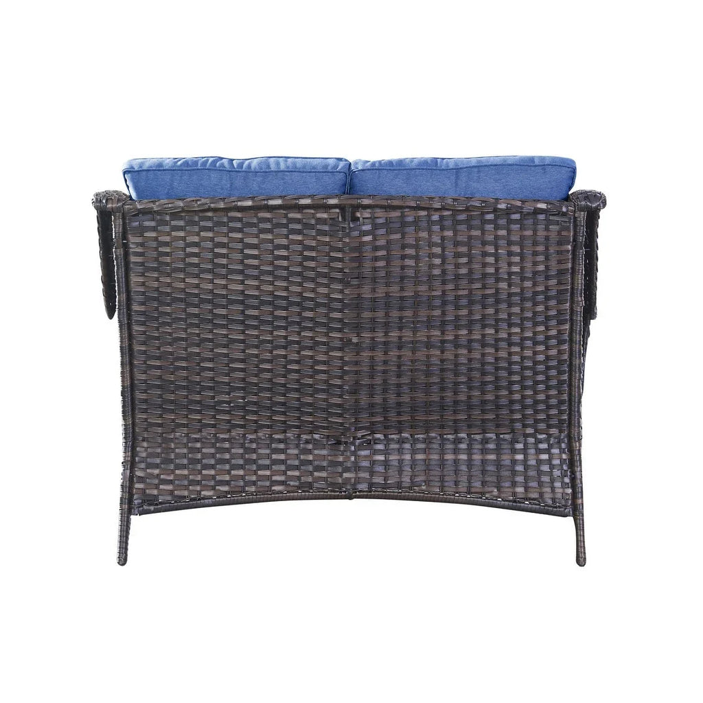 Gymojoy Canapé d'extérieur deux places en rotin Wicker Sofa Set