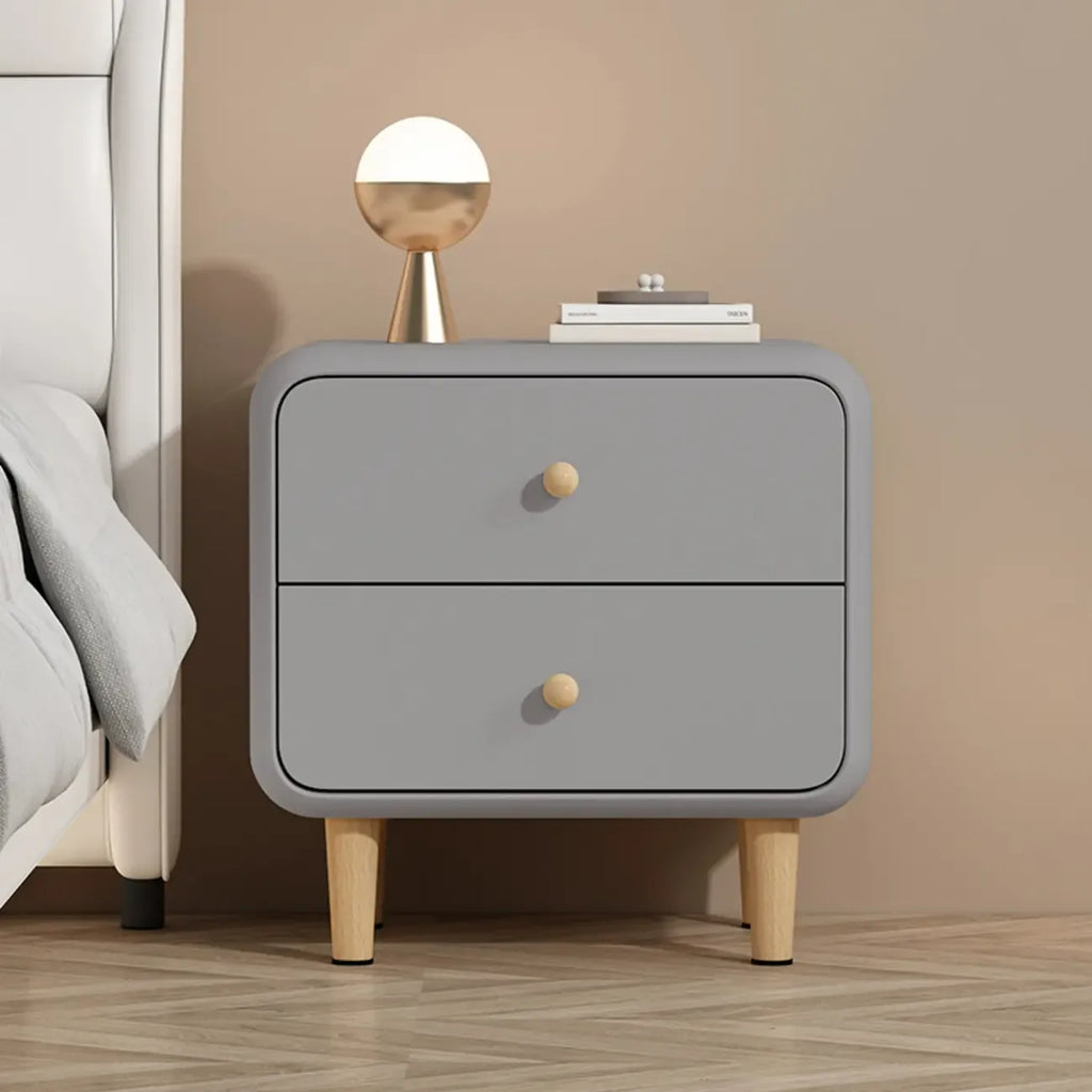 Table de chevet moderne en bois à 2 tiroirs avec pieds