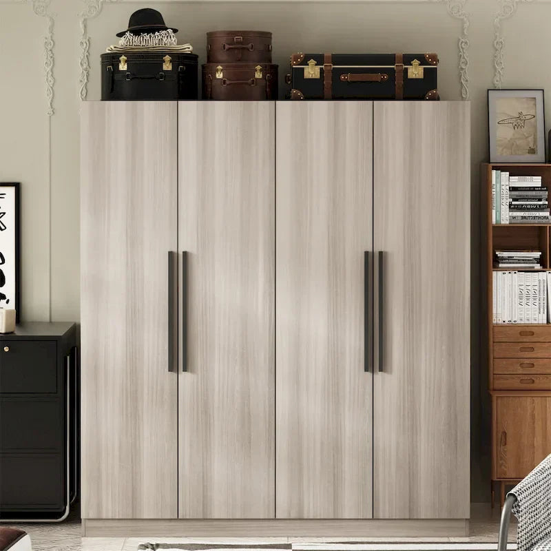 Armoire moderne autoportante en bois massif avec étagères de rangement