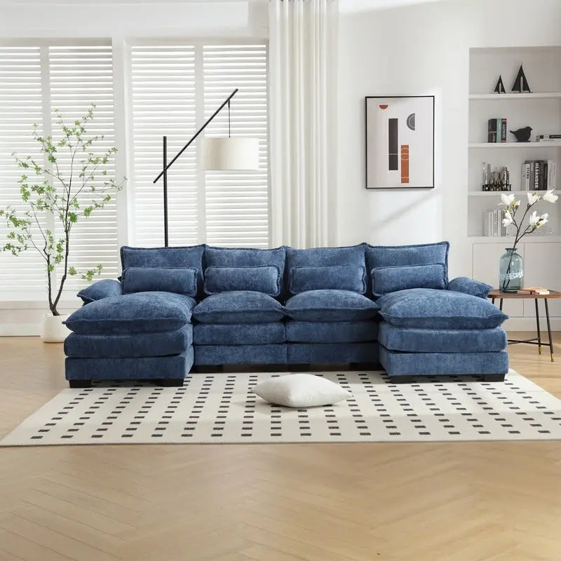 Canapé modulable Cloud pour salon, canapé d'angle moderne en chenille/boucle, canapé convertible modulable confortable avec double méridienne