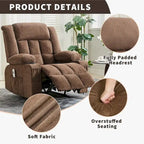 Fauteuil inclinable, Fauteuils à bascule avec massage et chauffage, Poches latérales et porte-gobelet