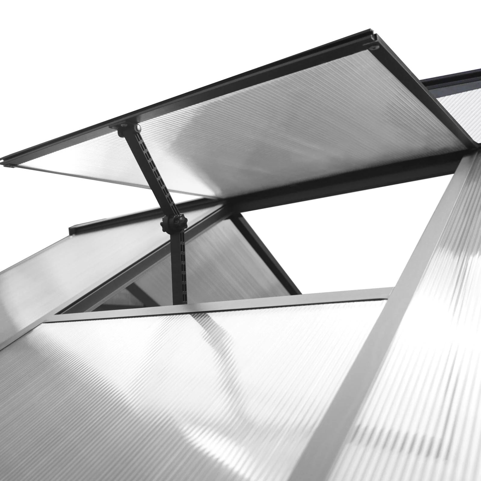 Serre de jardin aluminium VEIKOUS avec évent de toit réglable et porte verrouillable Grise