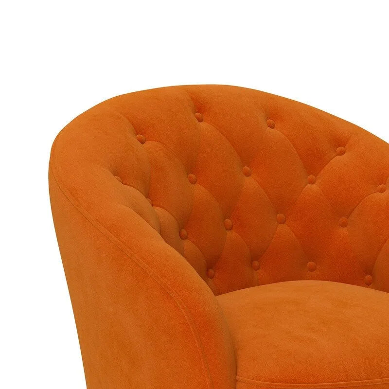 Fauteuil club pivotant à 360 degrés en velours avec dossier capitonné