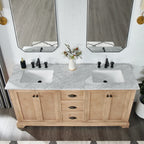 Meuble sous-vasque Hervas avec plateau en marbre naturel, sans miroir
