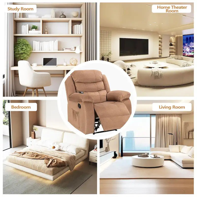 Fauteuil inclinable moelleux avec fonctions massage et chaleur