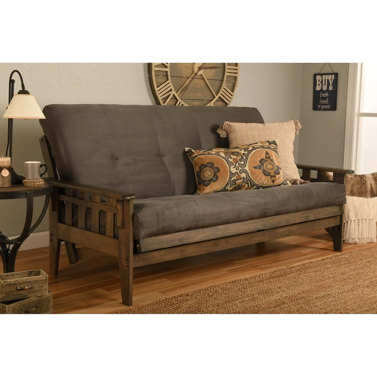 Ensemble de futon rustique pleine grandeur Somette Tucson en noyer avec matelas