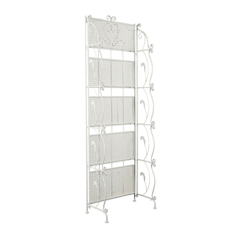 Étagère de Boulanger Pliable Haute à 5 Niveaux en Métal Décoratif pour Intérieur/Extérieur - Or ou Blanc - Roche River Decor
