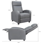 Fauteuil inclinable à dossier basculant en similicuir, marron / noir / gris / kaki / rouge / beige, simple