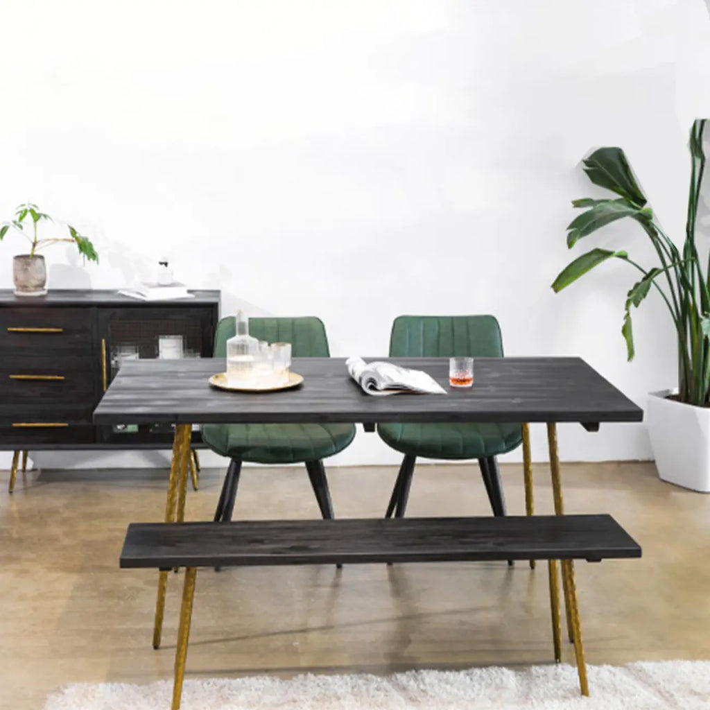Chaise de salle à manger simple en cuir rembourré avec dossier solide et pieds en métal