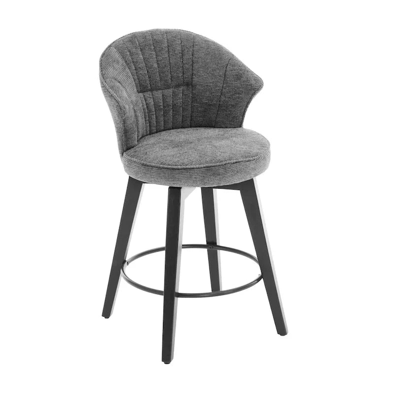 Lot de 2 tabourets de bar pivotants, chaises de salle à manger rembourrées avec large dossier, chaises de hauteur comptoir avec pieds en métal