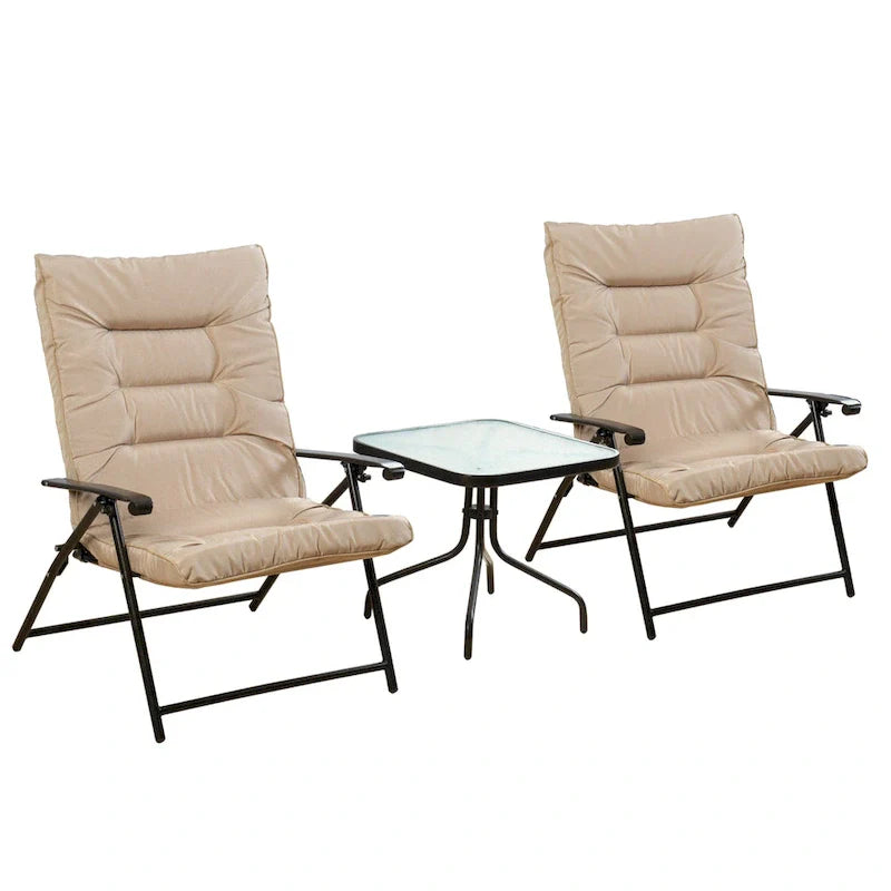 Kozyard Elsa, ensemble de bistrot pliant rembourré, 3 pièces, pour extérieur