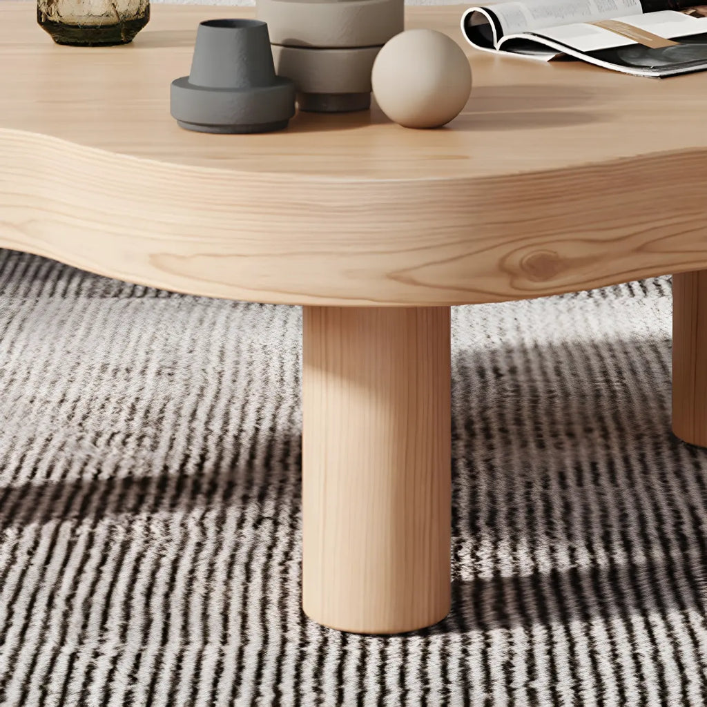 Table basse en pin naturel en forme de nuage à 3 pieds