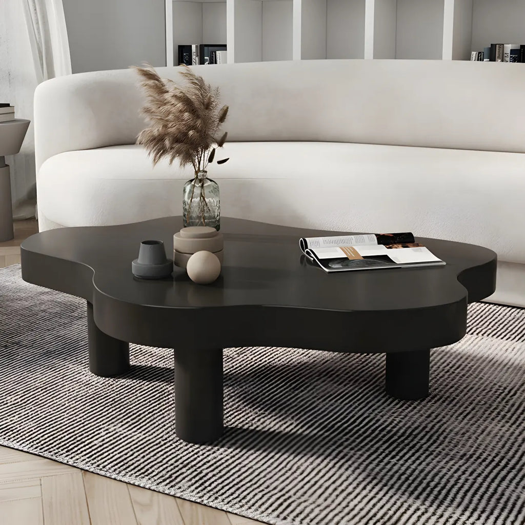 Table basse en pin naturel en forme de nuage à 3 pieds