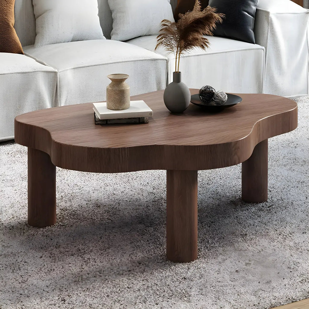 Table basse en pin naturel en forme de nuage à 3 pieds