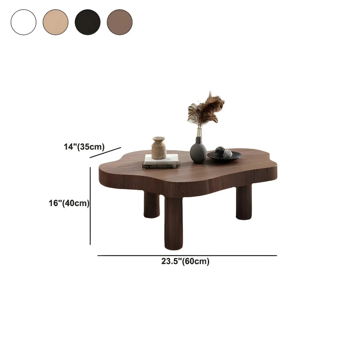 Table basse en pin naturel en forme de nuage à 3 pieds