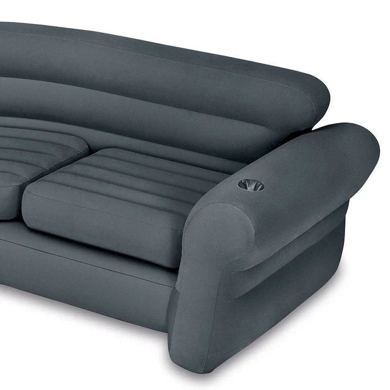 Canapé d'angle gonflable Intex en forme de L avec porte-gobelets, gris (lot de 2) - 26
