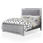 Ensemble de chambre à coucher 5 pièces avec panneau capitonné en bois argenté Seleena Glam et port USB par Furniture of America
