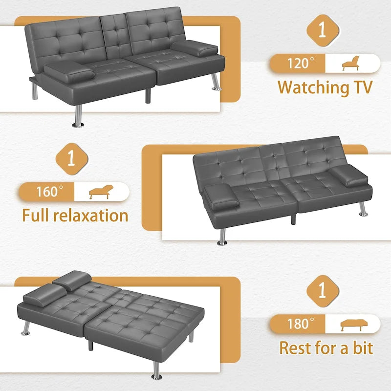 Canapé Futon Convertible Homall avec Porte-gobelets et Oreillers