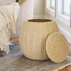 Table d'appoint avec panier de rangement en osier tressé à la main Household Essentials - 17,0 L x 17,0 l x 19,0 H