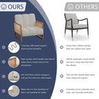 Fauteuils d'appoint en rotin, chaise en rotin naturel rembourrée, fauteuil en lin de style moderne du milieu du siècle, chaises d'appoint pour salon et chambre