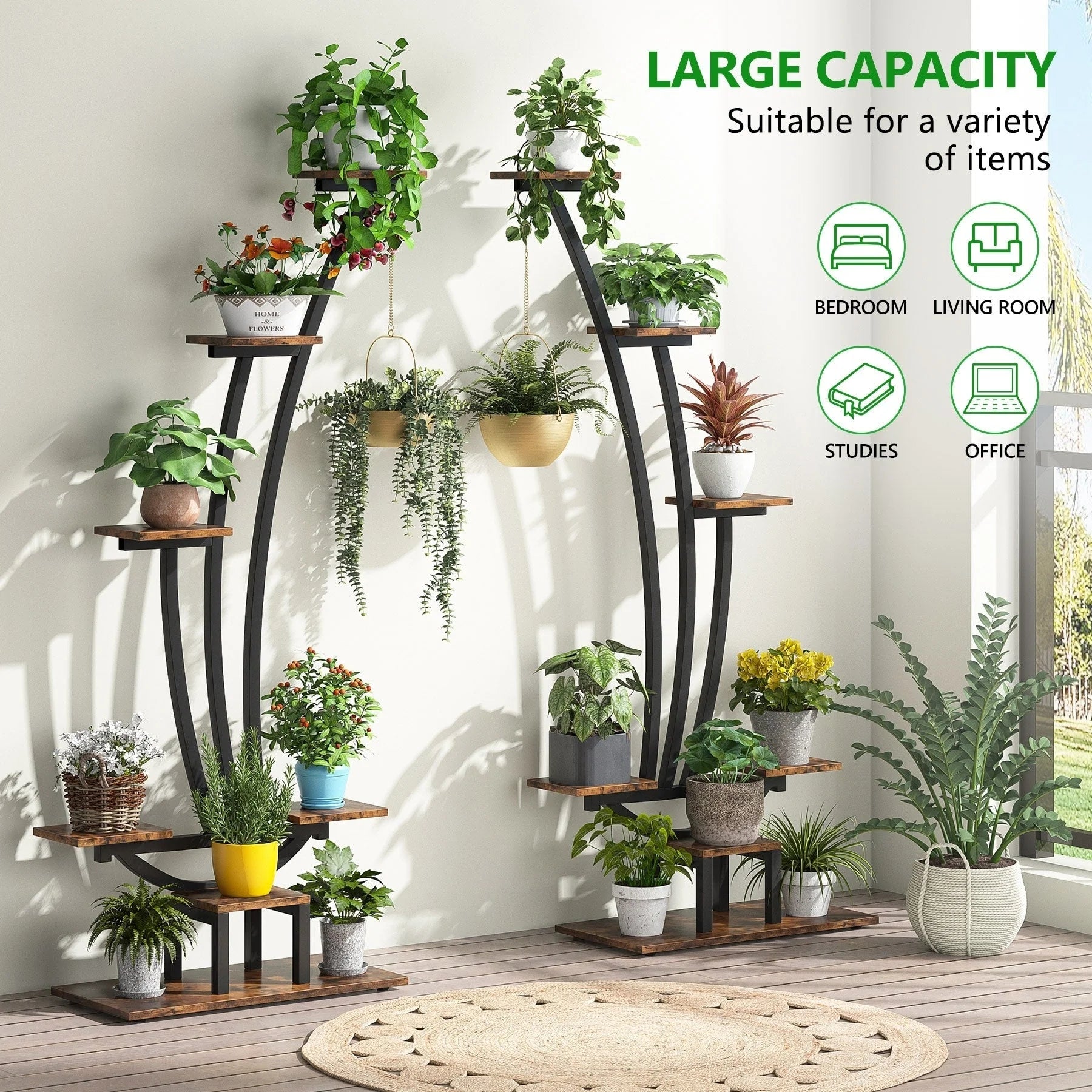 Étagère à plantes d'intérieur, porte-fleurs à 6 niveaux pour jardin - Lot de 2