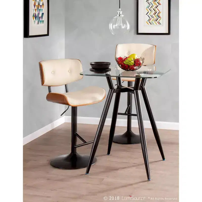 Lot de 2 tabourets de bar réglables hauteur comptoir Lombardi Mid-Century Modern - Lumisource
