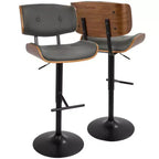 Lot de 2 tabourets de bar réglables hauteur comptoir Lombardi Mid-Century Modern - Lumisource