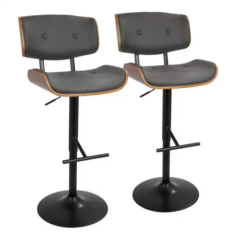 Lot de 2 tabourets de bar réglables hauteur comptoir Lombardi Mid-Century Modern - Lumisource