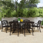 Ensemble de salle à manger d'extérieur 7 pièces en aluminium bronze Sanibel avec table à manger ovale de 72 et six fauteuils par Homestyles