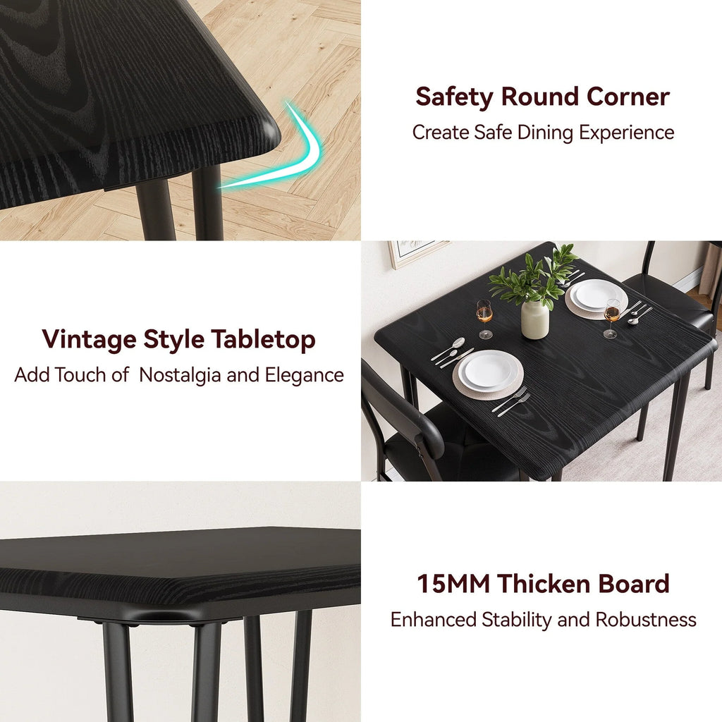 Ensemble table de cuisine et chaises pour salle à manger - 3 pièces