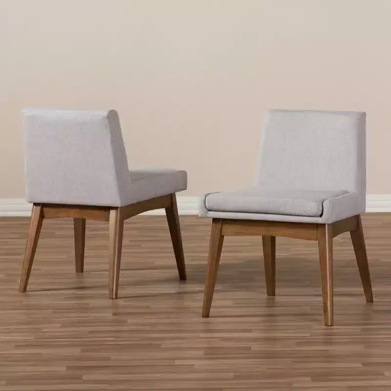 Lot de 2 chaises de salle à manger Baxton Studio Nexus Mid Century Modern en noyer et tissu