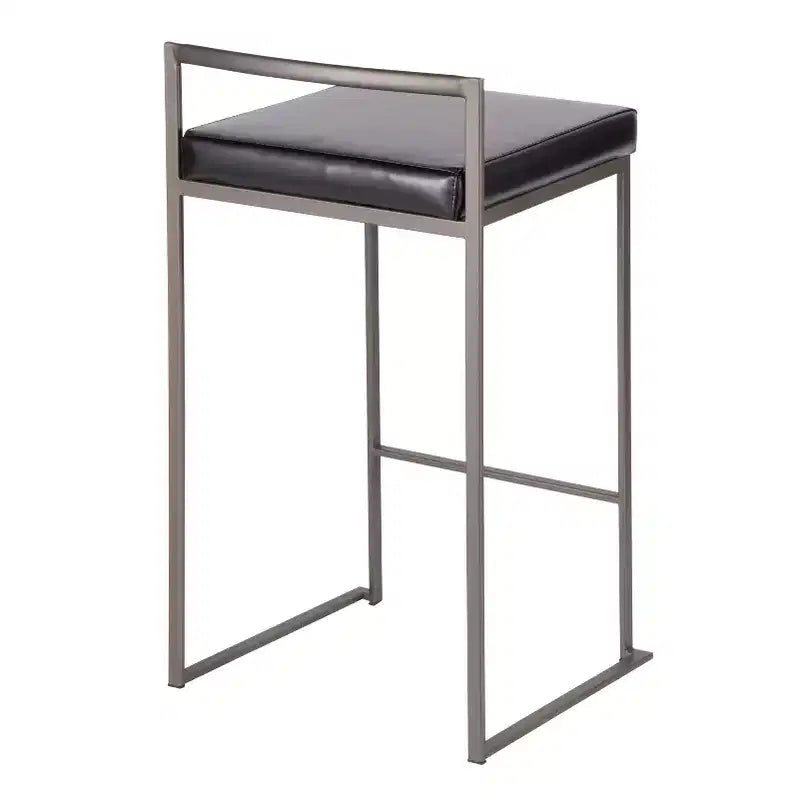 Lot de 2 tabourets de bar contemporains empilables Fuji, hauteur comptoir, aspect antique avec coussin