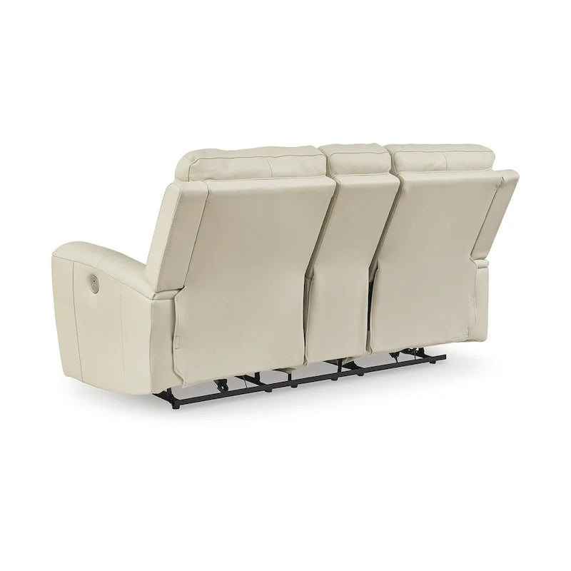 Causeuse inclinable électrique beige Ashley Dahlmoore Signature Design avec console – 76 L x 42 P x 40 H