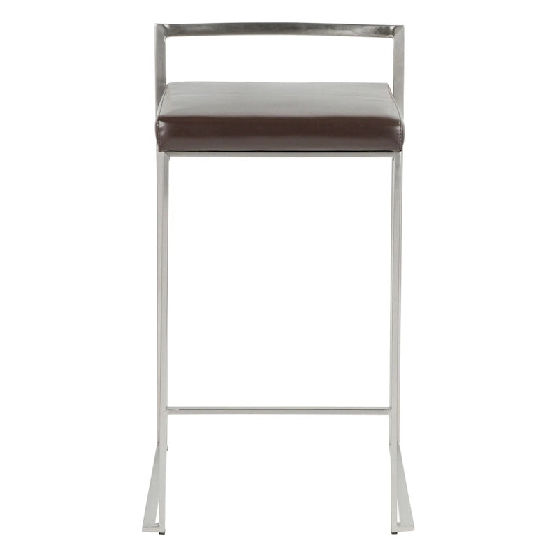 Tabouret de comptoir Silver Orchid Forrest en acier inoxydable empilable et entièrement soudé (lot de 2)