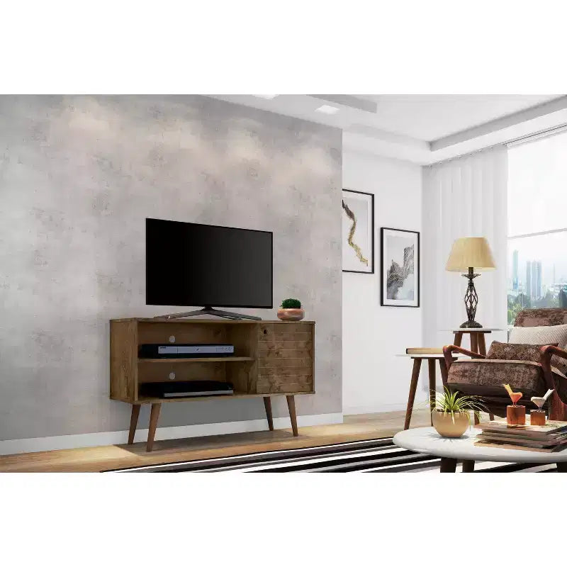 Meuble TV Manhattan Comfort Liberty Mid-Century Modern 2 étagères et 1 porte pour téléviseurs jusqu'à 46 pouces