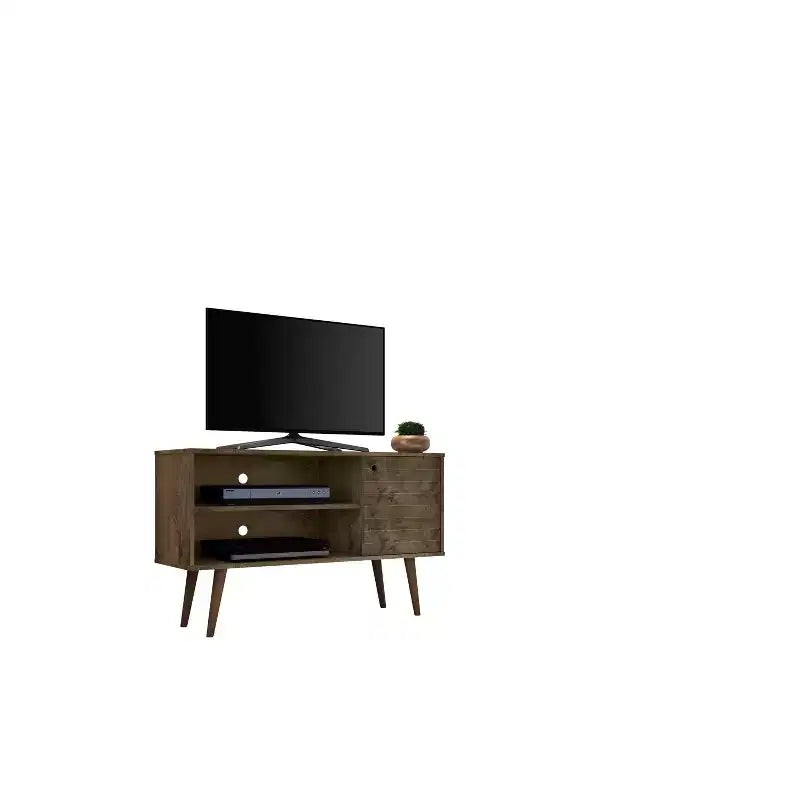 Meuble TV Manhattan Comfort Liberty Mid-Century Modern 2 étagères et 1 porte pour téléviseurs jusqu'à 46 pouces