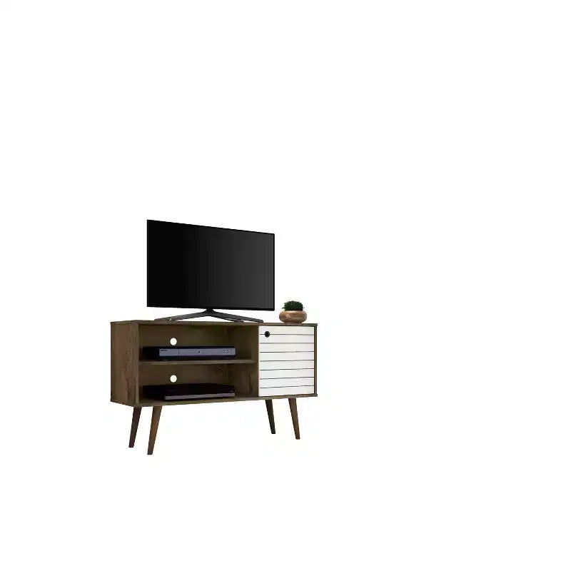 Meuble TV Manhattan Comfort Liberty Mid-Century Modern 2 étagères et 1 porte pour téléviseurs jusqu'à 46 pouces