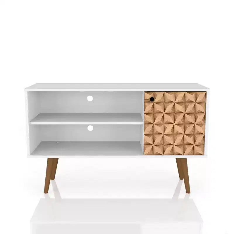 Meuble TV Manhattan Comfort Liberty Mid-Century Modern 2 étagères et 1 porte pour téléviseurs jusqu'à 46 pouces