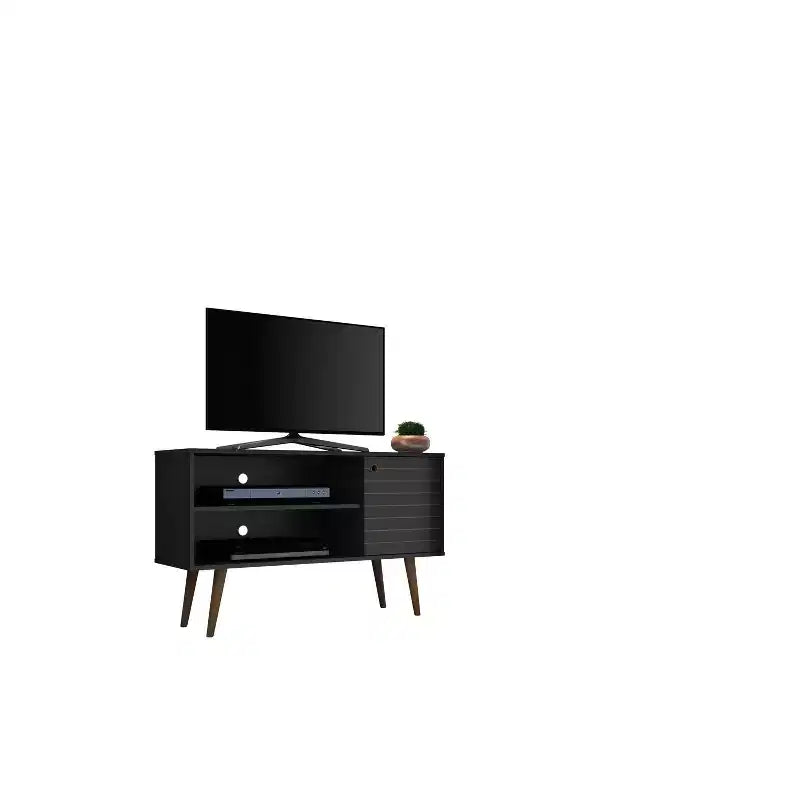 Meuble TV Manhattan Comfort Liberty Mid-Century Modern 2 étagères et 1 porte pour téléviseurs jusqu'à 46 pouces