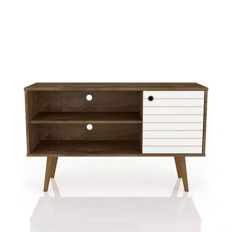 Meuble TV Manhattan Comfort Liberty Mid-Century Modern 2 étagères et 1 porte pour téléviseurs jusqu'à 46 pouces