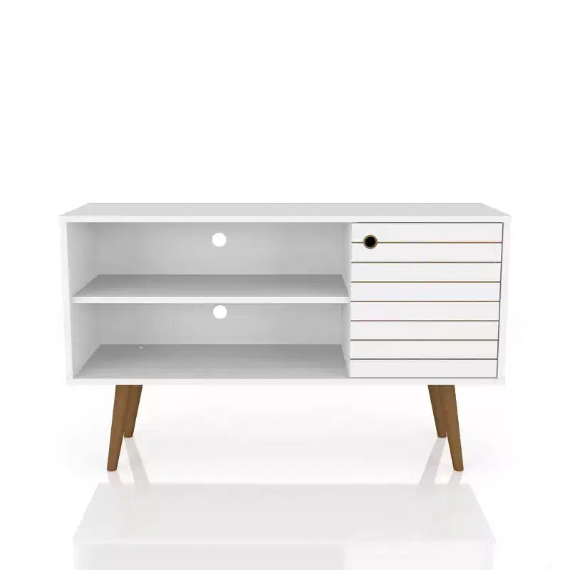 Meuble TV Manhattan Comfort Liberty Mid-Century Modern 2 étagères et 1 porte pour téléviseurs jusqu'à 46 pouces