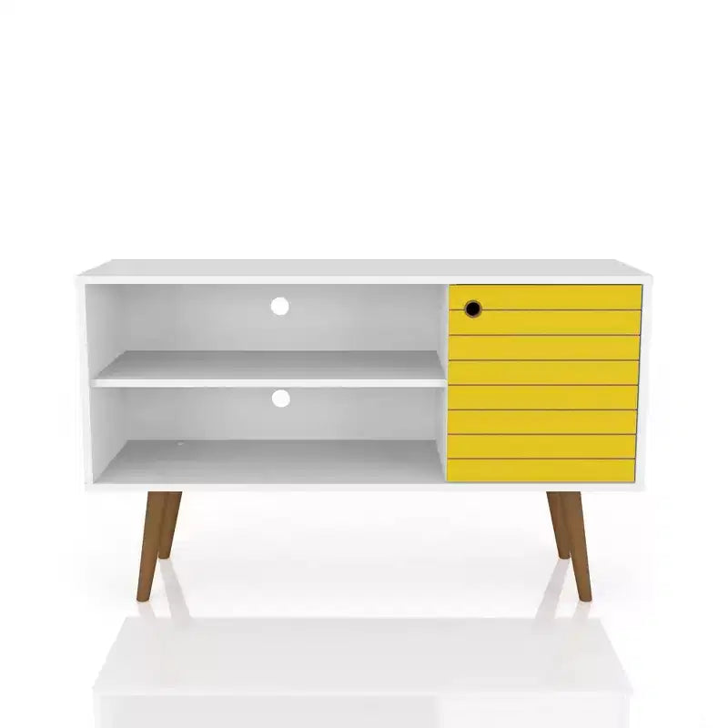 Meuble TV Manhattan Comfort Liberty Mid-Century Modern 2 étagères et 1 porte pour téléviseurs jusqu'à 46 pouces