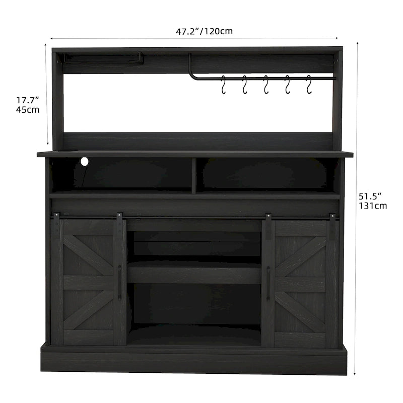 Meuble bas de bar à café Moasis Farmhouse - 38,4 P x 119,9 L x 130,8 H