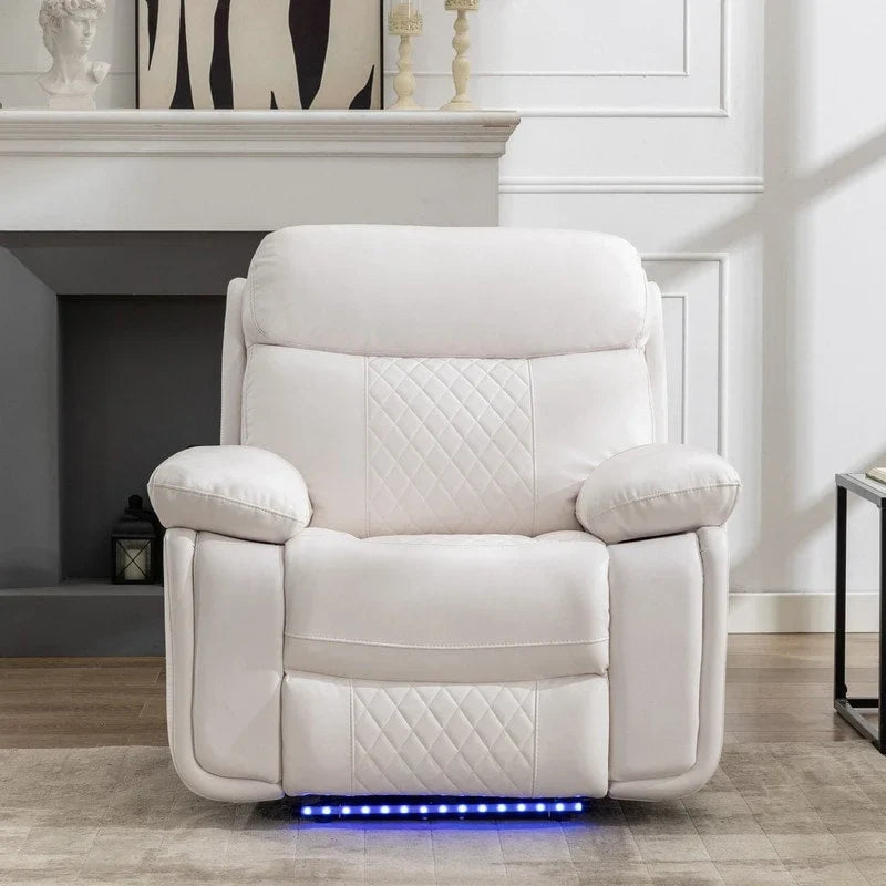Canapé inclinable électrique avec chargeur sans fil, liseuse, lumière LED pour salon, similicuir, port AC/USB, porte-gobelet, noir