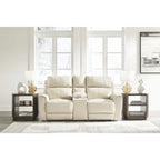 Causeuse inclinable électrique beige Ashley Dahlmoore Signature Design avec console – 76 L x 42 P x 40 H